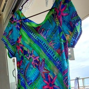 Vintage Palm Bay Tropical Knee Length Dress XL
